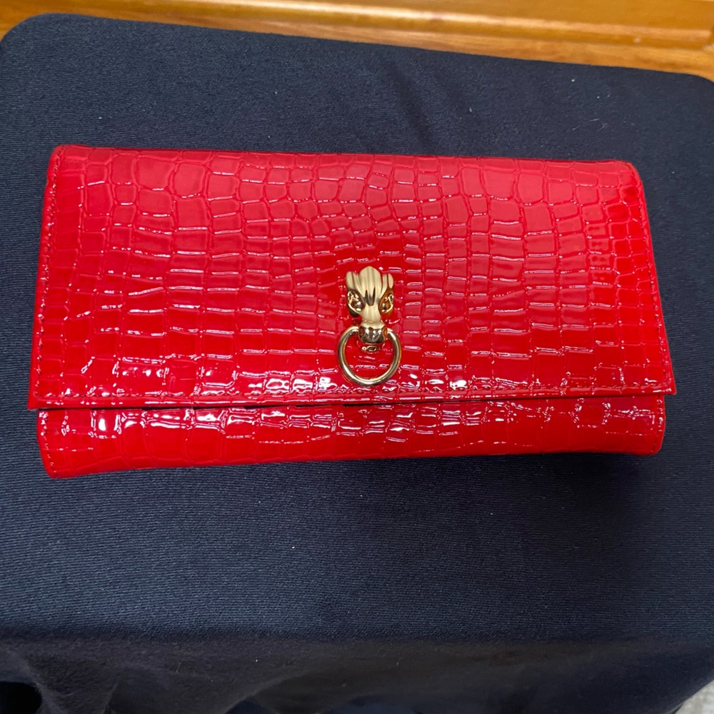 Red Crocodile-Embossed Men's Bag